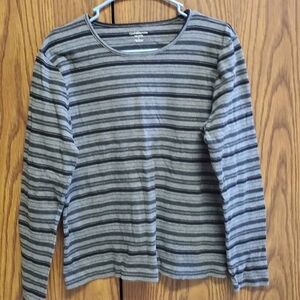 Gray Striped Long Sleeve Top